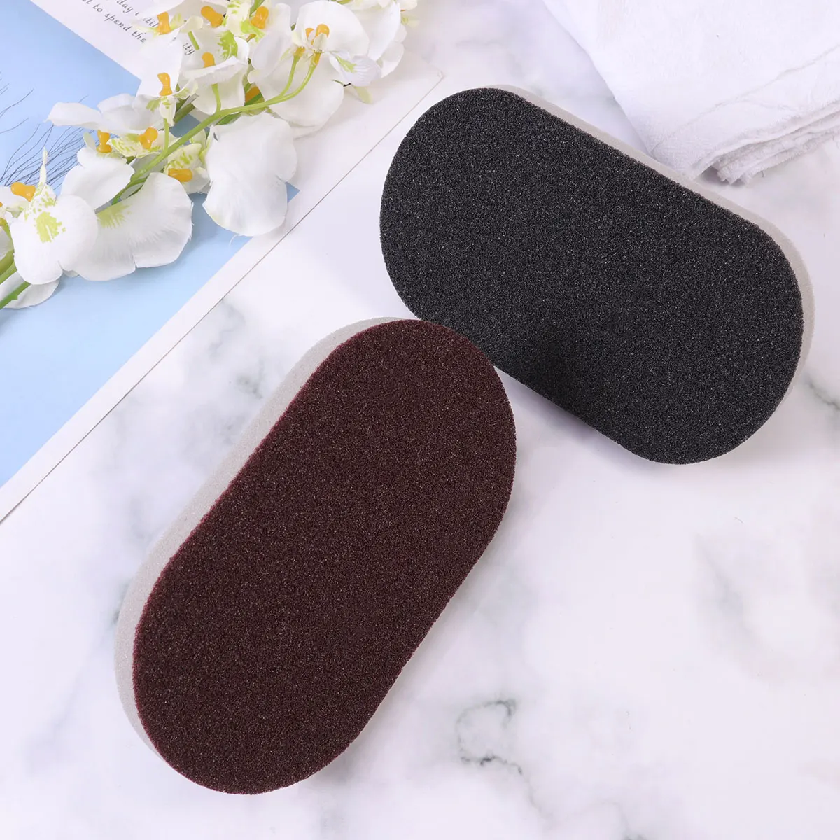 

2Pcs Durable Sponge Pad Sponge Brush With H Strong Absorption Kitchen Bath Scrubber Non Scratch Scouring Emery