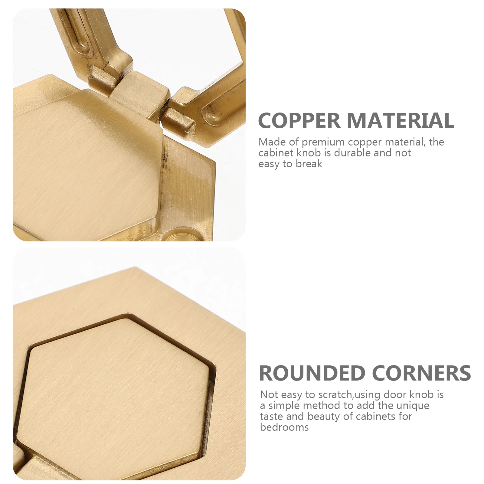 

1Set Copper Folding Hexagonal Cabinet Knob Durable Drawer Handle Bedroom Furniture Accessories Decorative Drawer Knobs
