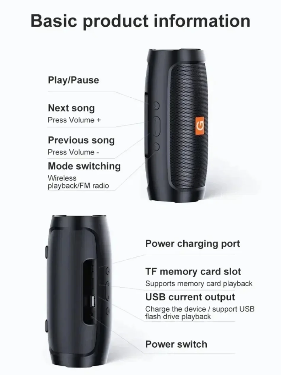 Lenovo Tragbarer Bluetooth TFUSB-Lautsprecher, kabelloser FM-Doppellautsprecher, Stereo-Subwoofer, Sprachübertragung, Heim-HiFi-Audio-Lautsprecher – Detail 14