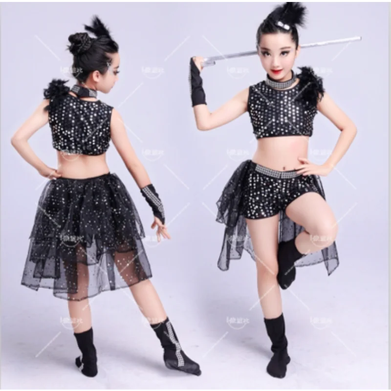 Children's Sequin Gauze Skirt Performance Clothing Children's Modern Dance Performance Clothing Jazz Dance