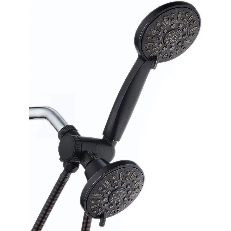 High Pressure 48 3-Way Combination Best of Both Worlds - Rain Head and 6 Set Handheld Showers Separately or Together