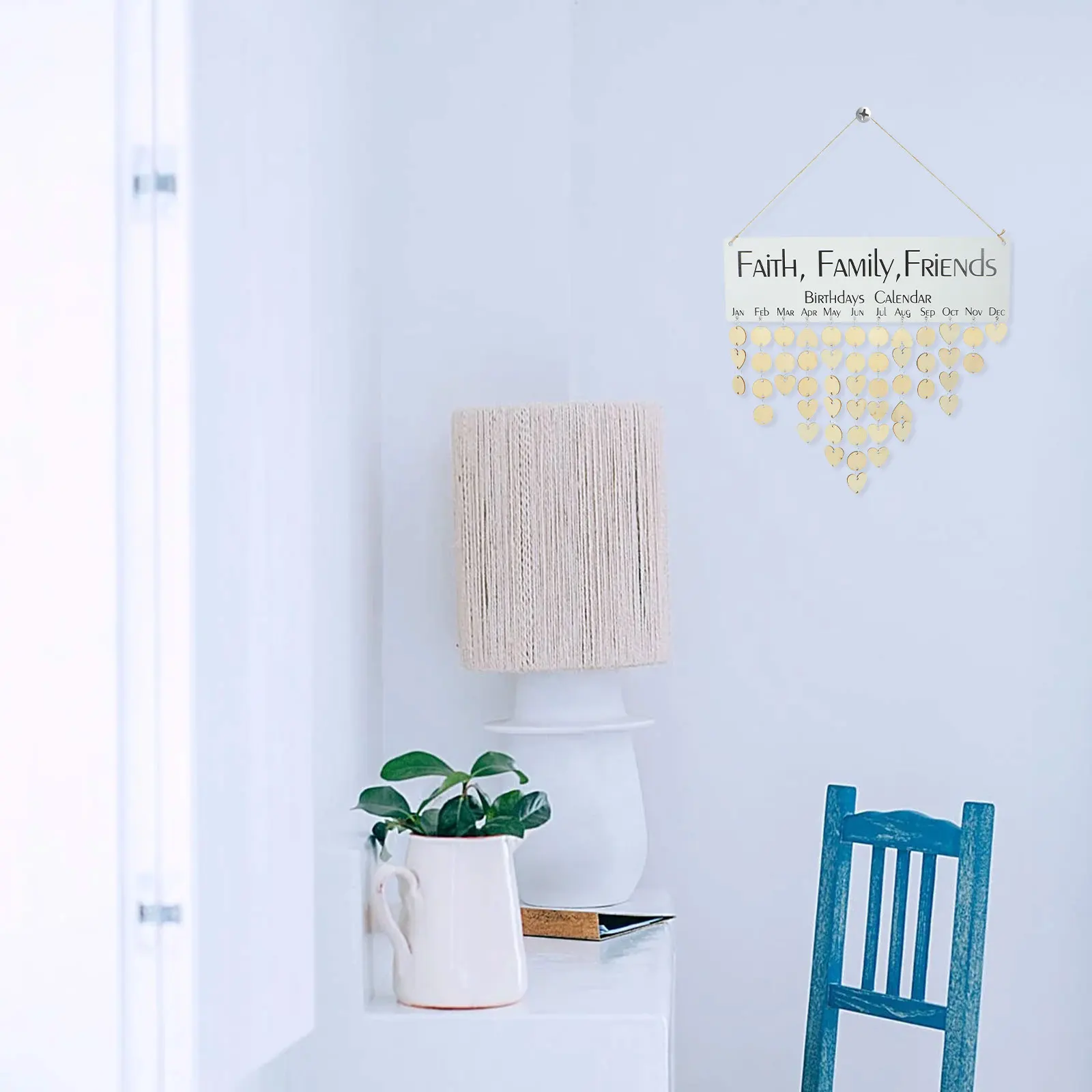 

1Set Handmade Wooden Wall Calendar Pendant Traditional Style Birthday Reminder Calendar Home Decor Family Event Planner