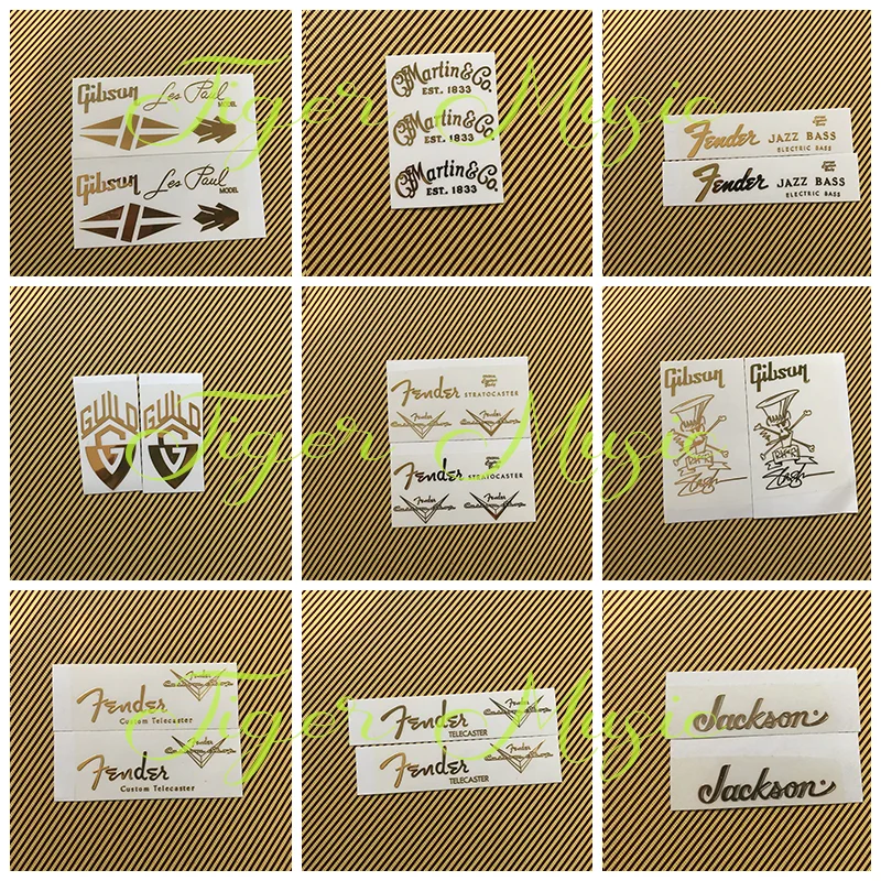2 uds DIY 3D material de metal guitarras eléctricas guitarra cuello cabeza cabezal pegatina calcomanía diy