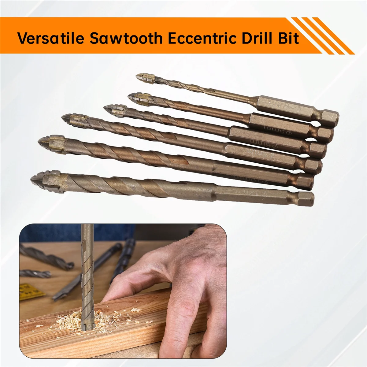 B58A Four-Flute Sawtooth Eccentric Drill Bit, Four Edged Serrated Eccentric Drill, Four-Flute Sawtooth Eccentric Drill Bit