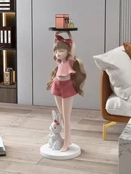 82cm Nordic Fashion Cartoon Girl Statue, taca, dekoracja domu, prezent, dekoracja wnętrz, duża dekoracja salonu, rękodzieło