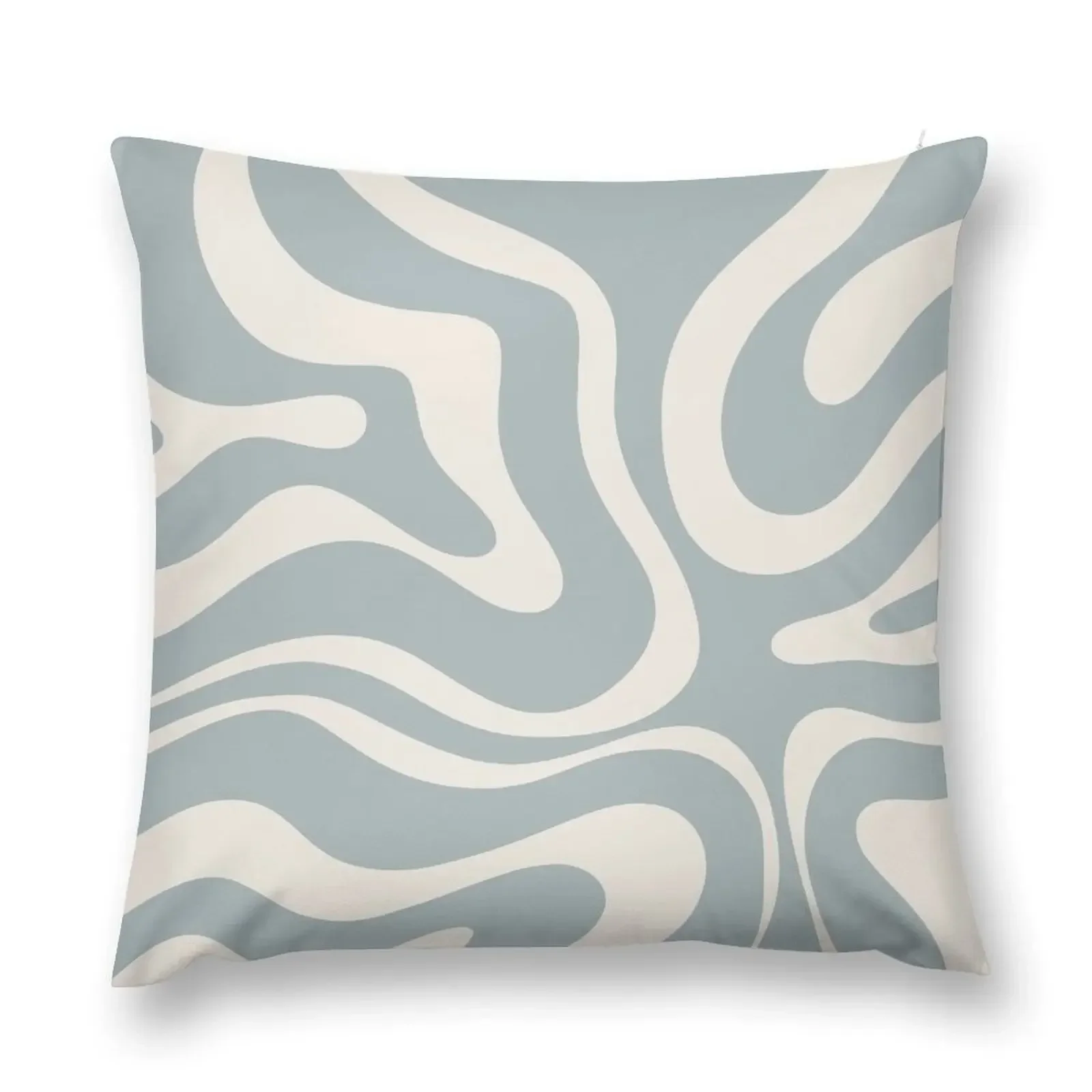 Liquid Swirl Abstract Pattern in Cream and Light Blue-Grey Throw Pillow Covers For Sofas pillow