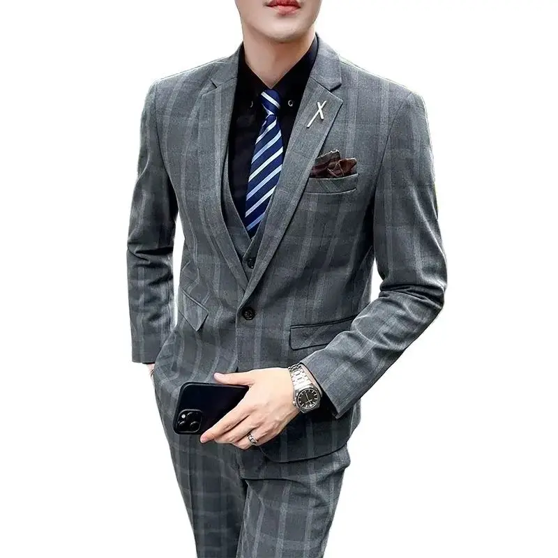 Boutique (Blazer+ Pants) Men\'s Fashion Hosts British Style Work Business Wedding Casual Art Style Elegant Gentleman Suit M-5XL