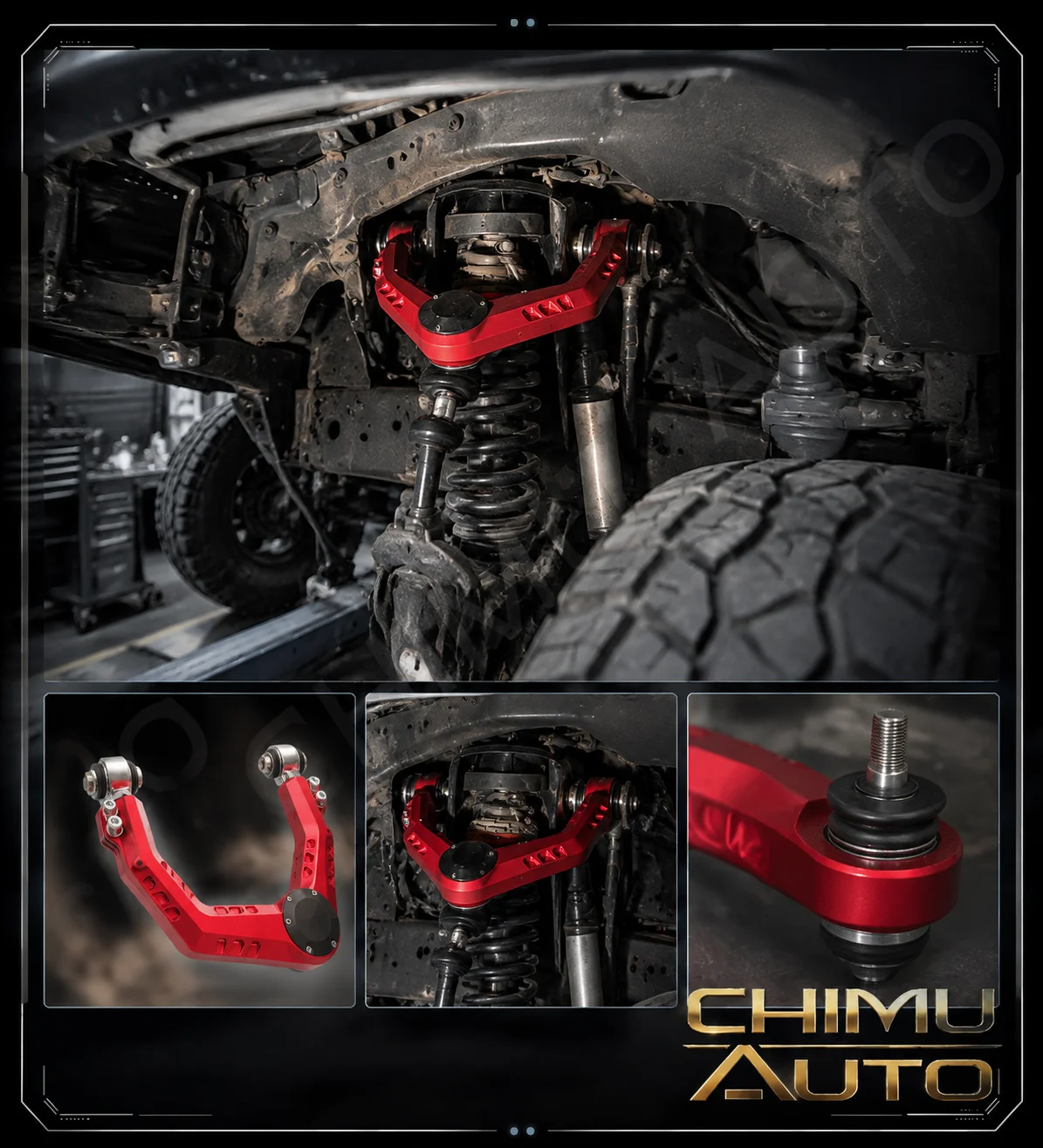 【CHIMU AUTO】Forged Reinforced Adjustable Front Upper Control Arm for Toyota Land Cruiser LC100 LC200 Camber Correction