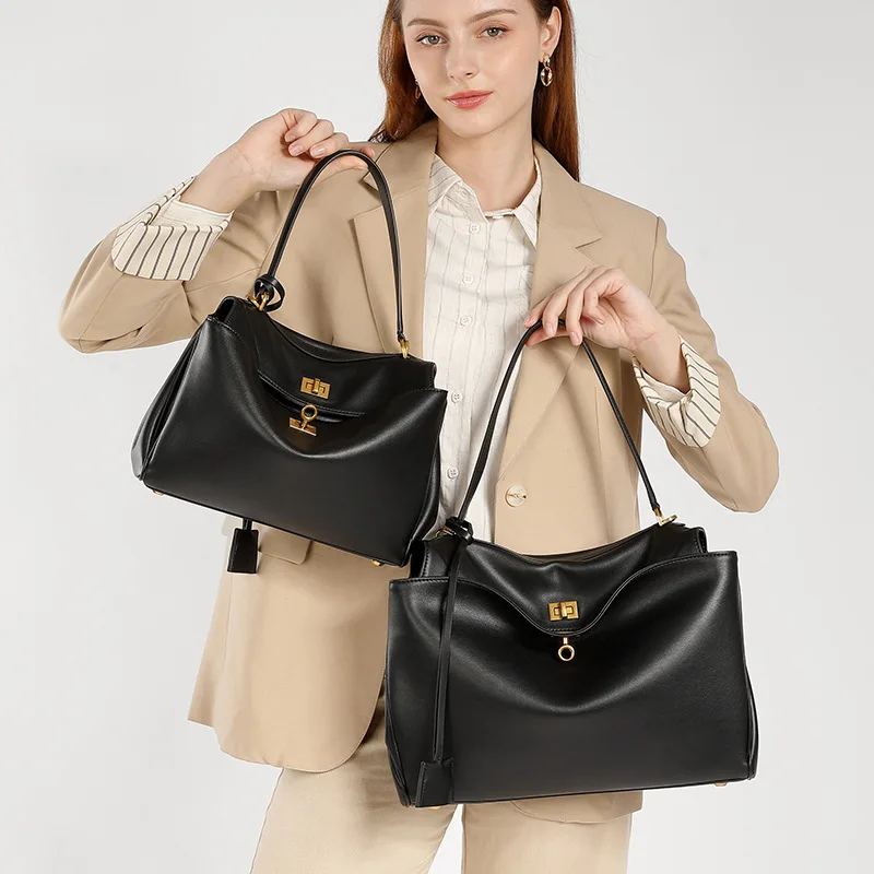 High-End Genuine Leat Armpit Bag Women's Top Layer Cowhide Large Capacity Commuting Shoulder Tote Bag armpit top Bag KZ019