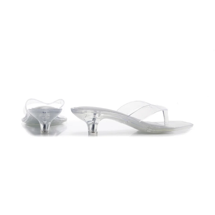 Französische Minimalistische Transparente Pantoletten für Damen 2026 Neue Sommer-Sandalen mit Eckiger Spitze Elegante Hochhackige Kristall-Pantoletten – Detail 12