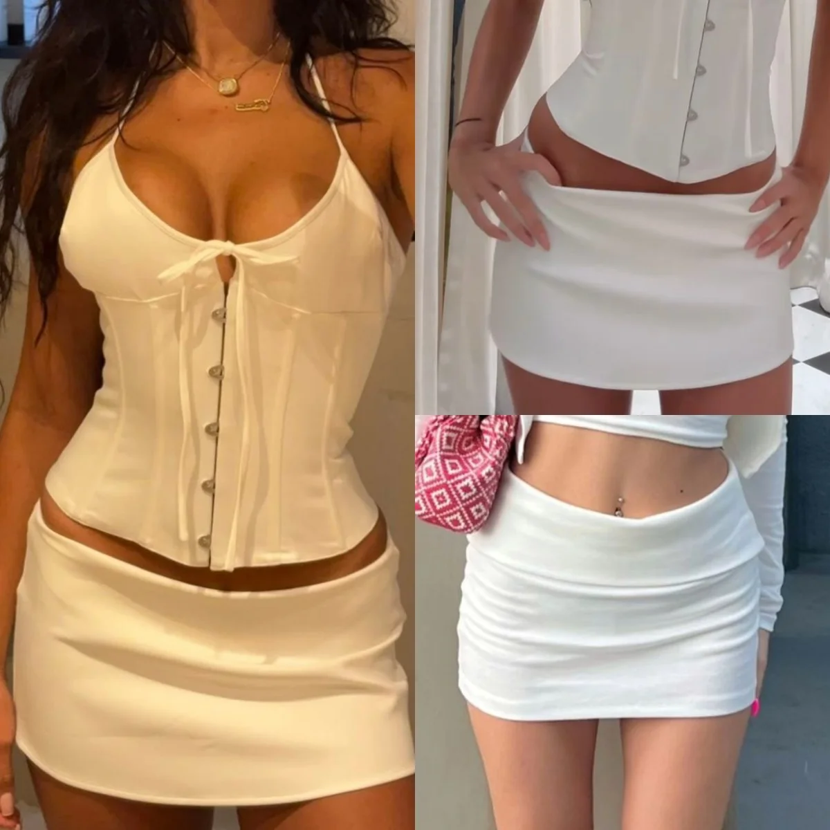 

Guiz Black and White Low-Waist Elastic Hip-Hugging Skirt, White Polka Dot Mini Skirt Pants, Leopard Print Sexy Women's Short Skirt, Camouflage Skirt, Built-In Safety Shorts