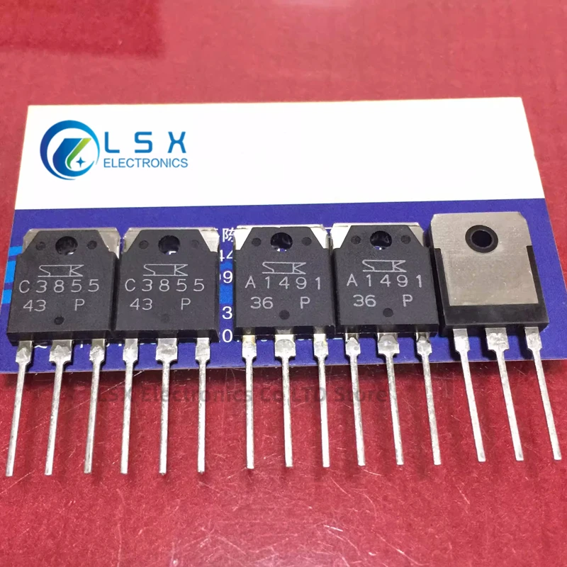 5Pairs-10Pairs Lot New Original  2SA1491 A1491 + 2SC3855 C3855 TO-3P Silicon NPN + PNP Audio Amplifier Transistor