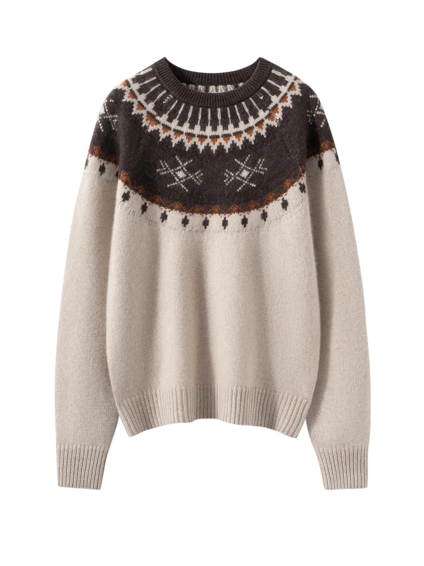 TLOML Chic Dames 100% Kasjmier Trui O-hals Vintage Jacquard Trui Herfst Winter Zacht Warm Dikker Kasjmier Truien Tops