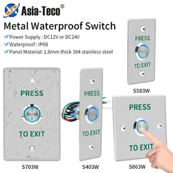 Waterproof Door Push Exit Button Gate Release Switch Opener COM NC NO LED Backlight For Door Access Control System Entry Outdoor