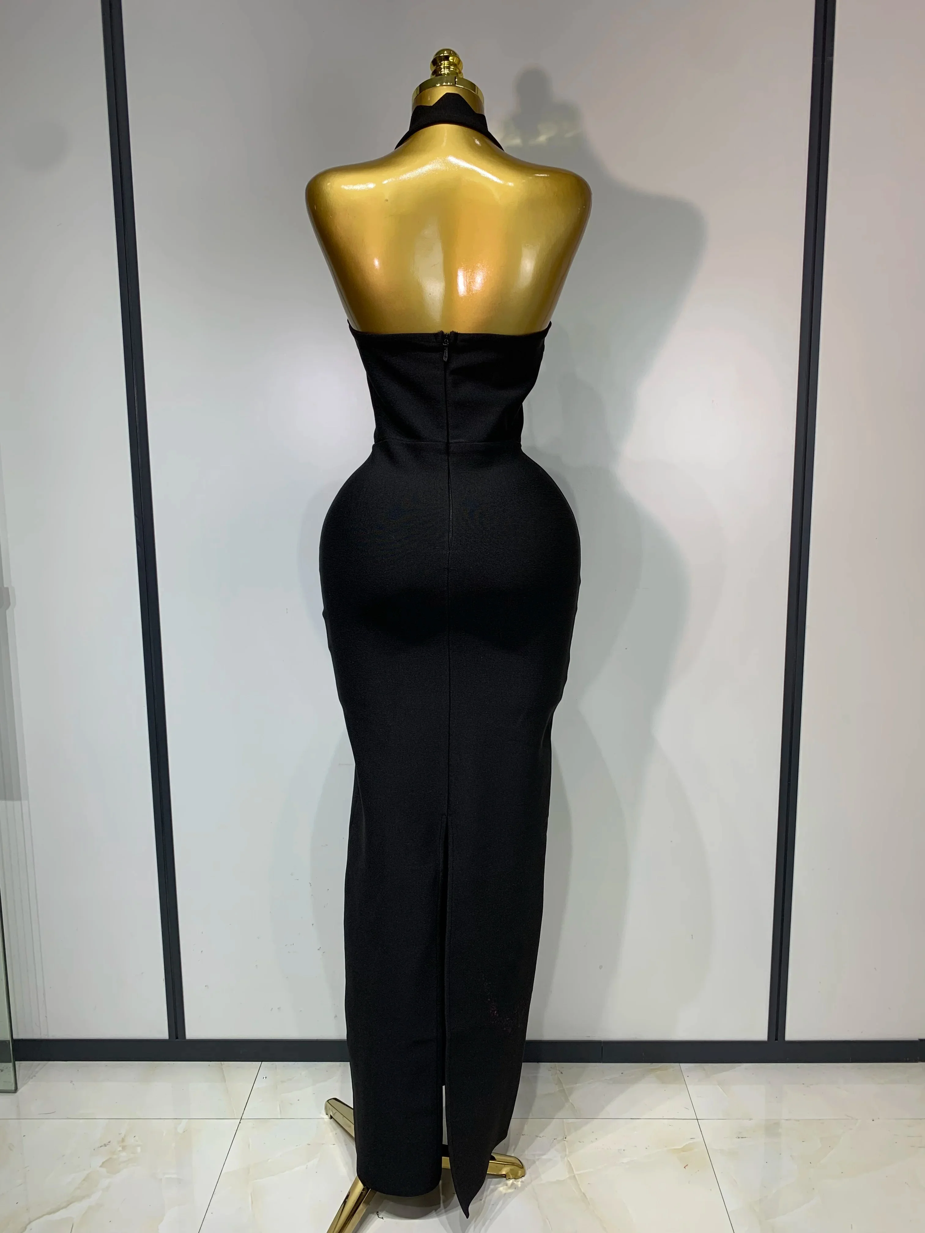 Women Halter Neck Sexy Cut Out Backless Bandage Long Dress Celebrity Elegant Evening Party Luxury Birthday Nightclub Dress