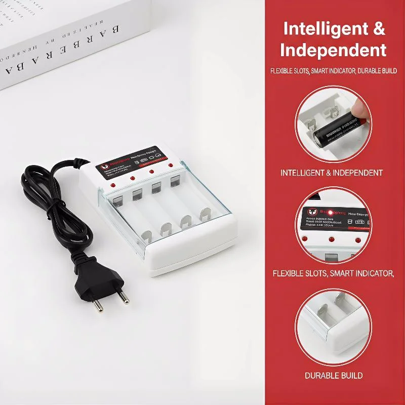 4 Slot 1.2V AA AAA Battery Charger With Cover Independent Charging EU/US Plug For Rechargeable Batteries