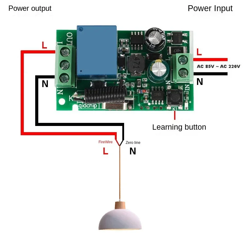 Récepteur relais de commande à distance RF AC 85 ~ 220V 1CH, pour contrôle universel de Garage et dispositif électrique de LED, moteur et pompe