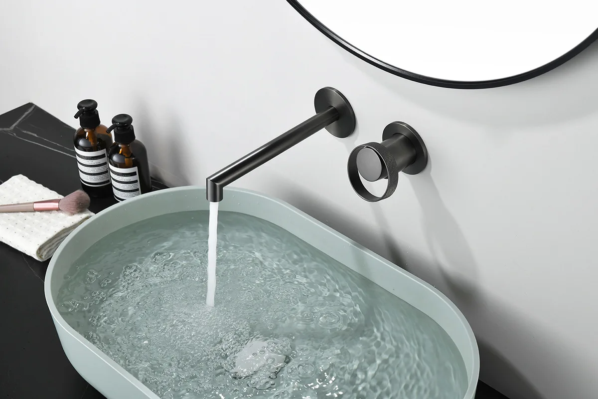 

Concealed Basin Faucet round Matte Black Pre-Embedded Box Engineering Hot & Cold Water Source Manufacturer Whole
