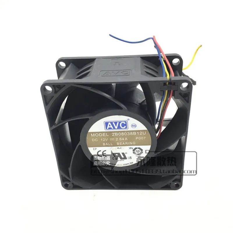 

Original AVC 80 * 80 * 38MM 8CM 2B08038B12U 12V 2.64A violent high speed server chassis Cooling fan