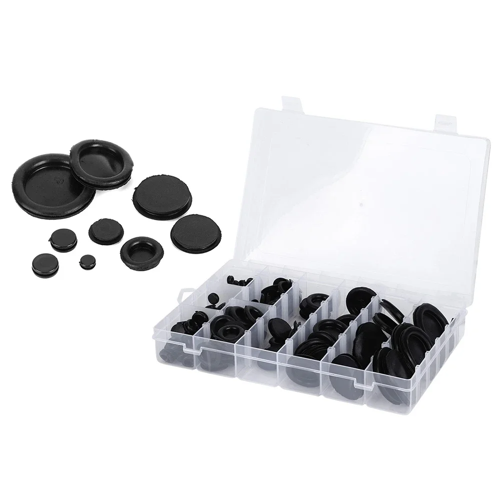 

130Pcs Rubber Grommet Kit - 6mm-50mm Hole Protectors Sealing Gaskets for Wire Harness, Assorted Sizes Auto Cable Grommets