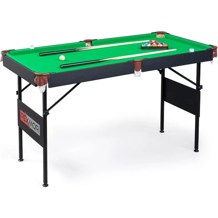 55 طاولة بلياردو محمولة قابلة للطي 4.5ft طاولة بلياردو قابلة للطي للبالغين طاولة ألعاب حمام السباحة مع العظة رف الكرة فرشاة الطباشير للداخل #1