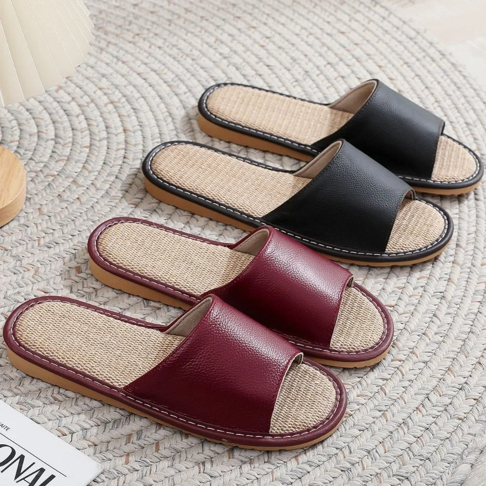 

Льняные тапочки для пар, женщин и мужчин, домашние сандалии на плоской подошве, шлепанцы на четыре сезона, нескользящие, мягкие, дышащие, уютные, легкие