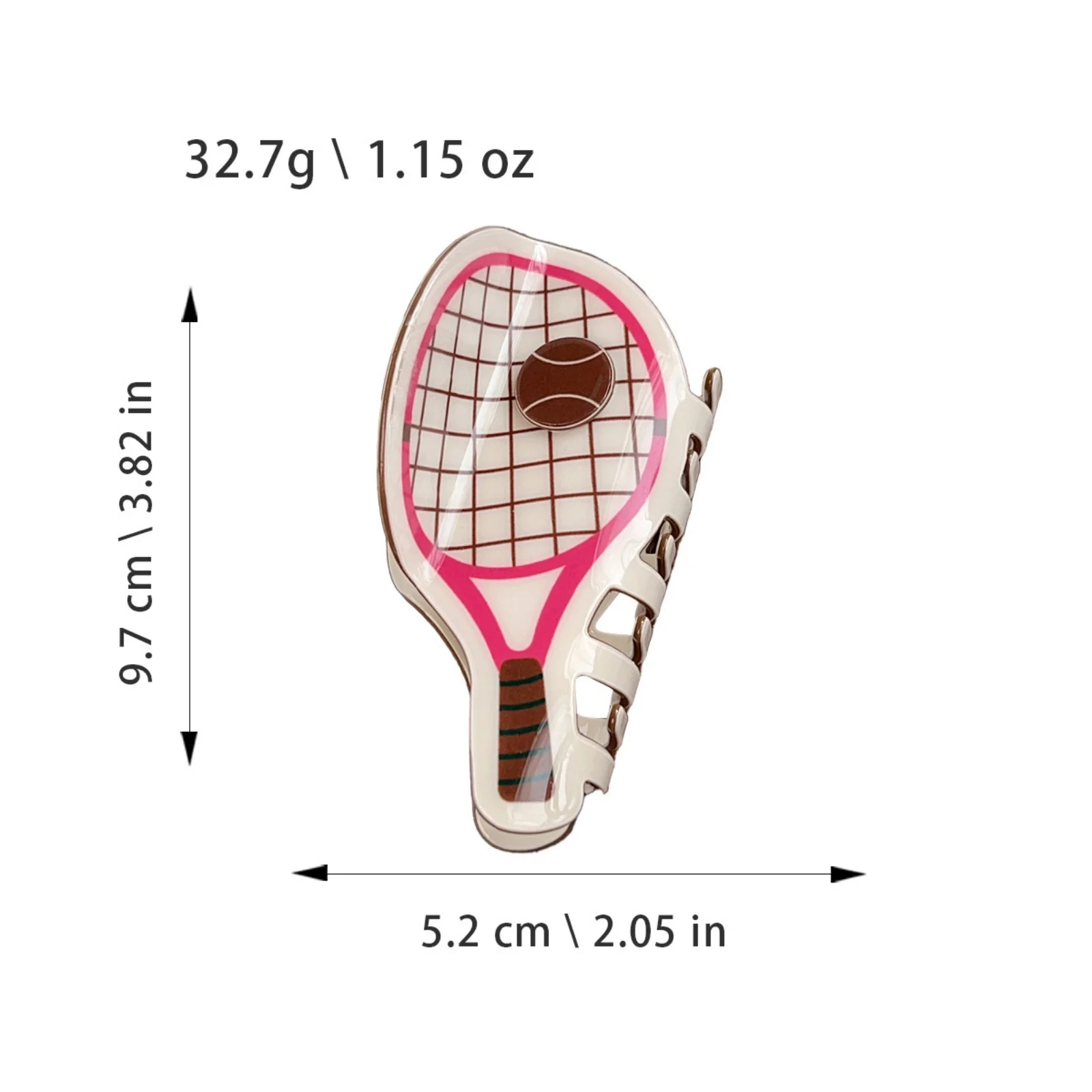 Sportliche Tennisschläger-Haarklammer, PVC-Mode-Haarspange im Haifisch-Design, Stilvolle Haaraccessoires für Frauen, Alltag und Freizeit – Detail 7