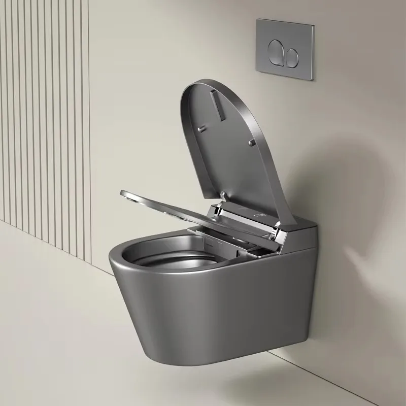 Gray Wall Hung Modern Smart Toilet One Piece Integrated Intelligent Toilet Seat