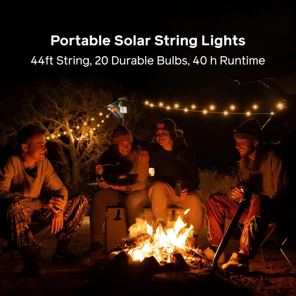 BioLite 44 Fuß solarbetriebene Lichterkette mit 20 langlebigen LED-Lampen in Warmweiß, wasserdichte Außenbeleuchtung mit USB-C-Licht