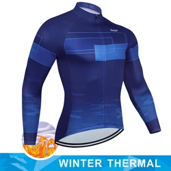 2024 New Winter Thermal Fleece Cycling Jersey Men MTB Bicycle Clothing Long Sleeve Warm Road Tops Bike Outdoor Cycling Jersey