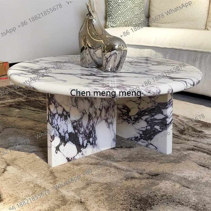 

Белый уникальный журнальный столик в европейском круглом дизайне, минималистичный, для создания просторного интерьера, мраморный, роскошный, мебель для гостиной