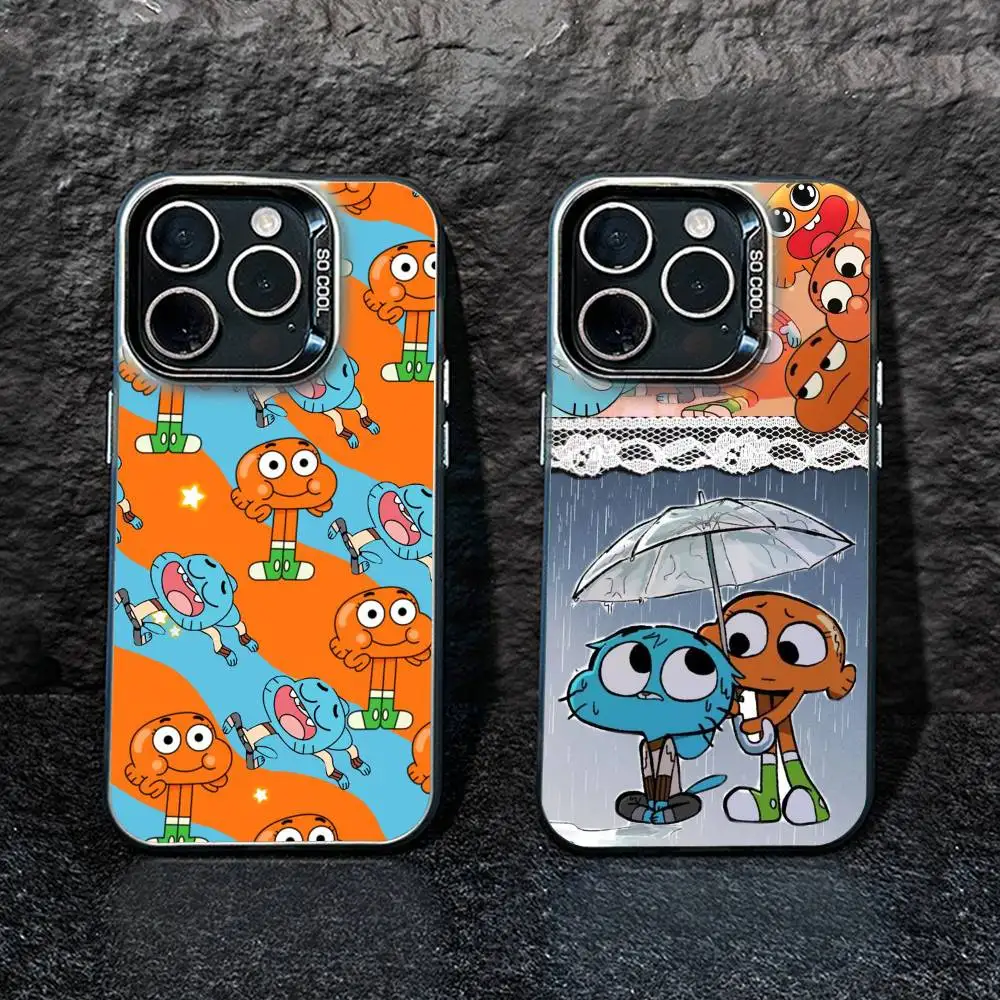 

S-Gumball and Darwin Phone Case For iPhone17, 16,15,14,13,12 Pro Max Black Candy Matte Shockproof Cover