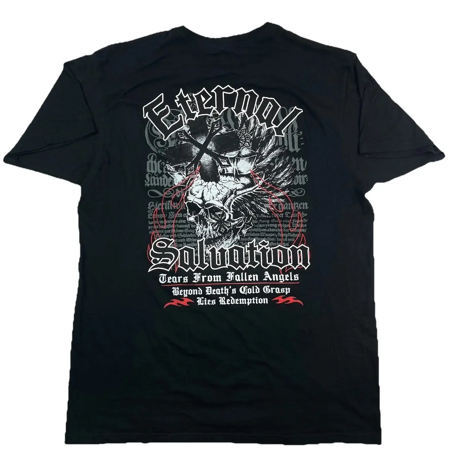 T-shirt Homme Eighty Eight Brand Eternal Salvation Skull Cross Fallen Angels Taille L Vintage Délavé Légèrement Décontracté Polyvalent Doux