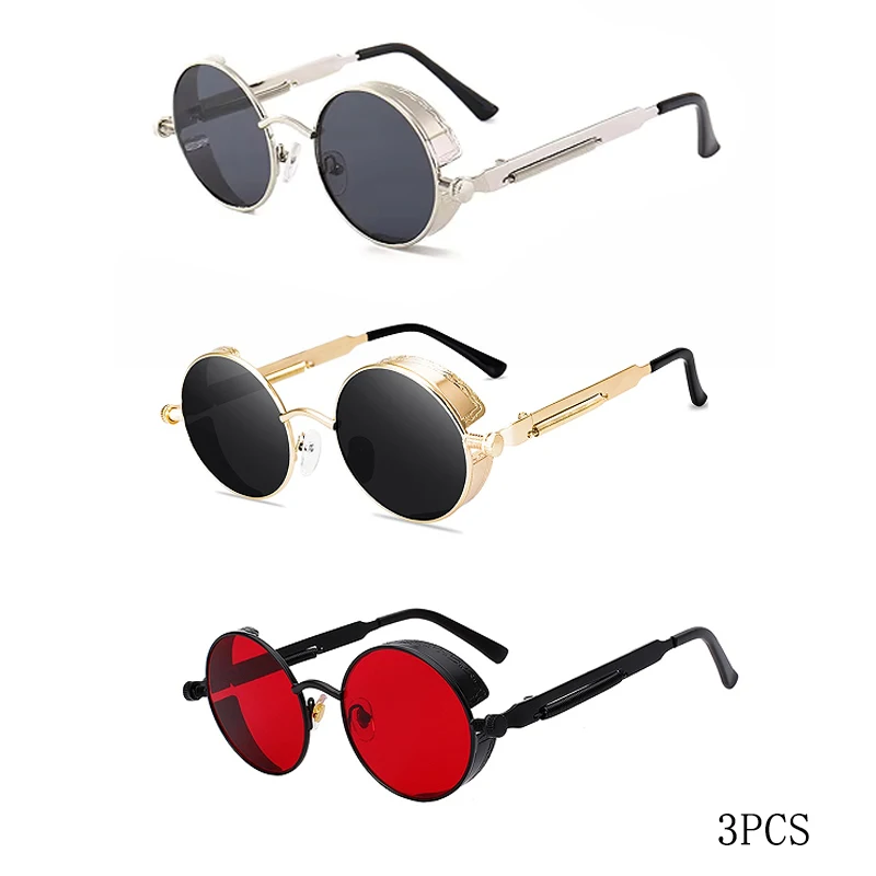 VABBON Klassische Gothic Steampunk Sonnenbrille Männer Frauen Marke Designer Vintage Runde Metall Rahmen Sonnenbrille Hohe Qualität UV400 6