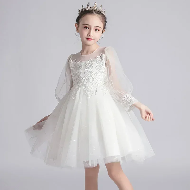 Vestido para niña, nueva versión coreana, falda acampanada, vestido para niño, vestido de princesa para niña, vestido de actuación de piano, primavera 2024