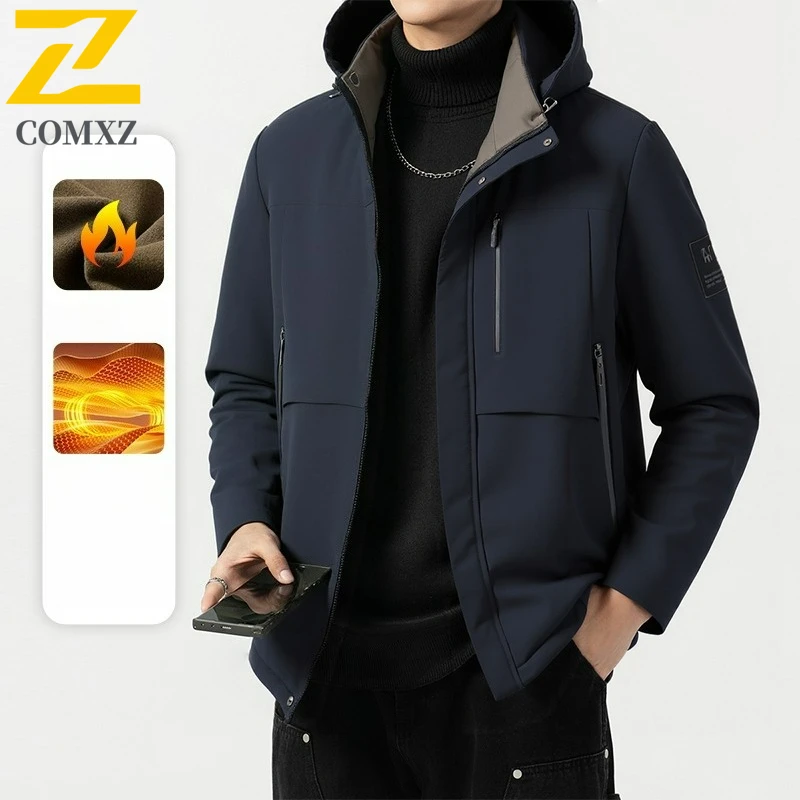 2025 New Men Padded Jacket Brand Luxury Winter Thicken Warm Windbreaker Parka Fashion Clothing Men's Detachable cap Puffer Coats