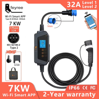 feyree Portable EV charger Type2 32A 7KW Fast Charging for Electric Vehicle APP Wi-Fi Control by Setting Current & Charging time