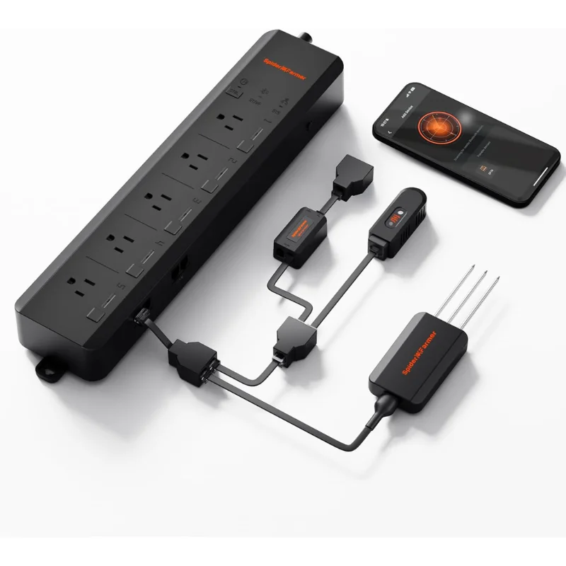 Spider Farmer 5 AC Smart APP-Based Controls Outlets 3 in 1 Soil Sensor Temp Humid Light Sensor GGS AC5 Power Strip Kits