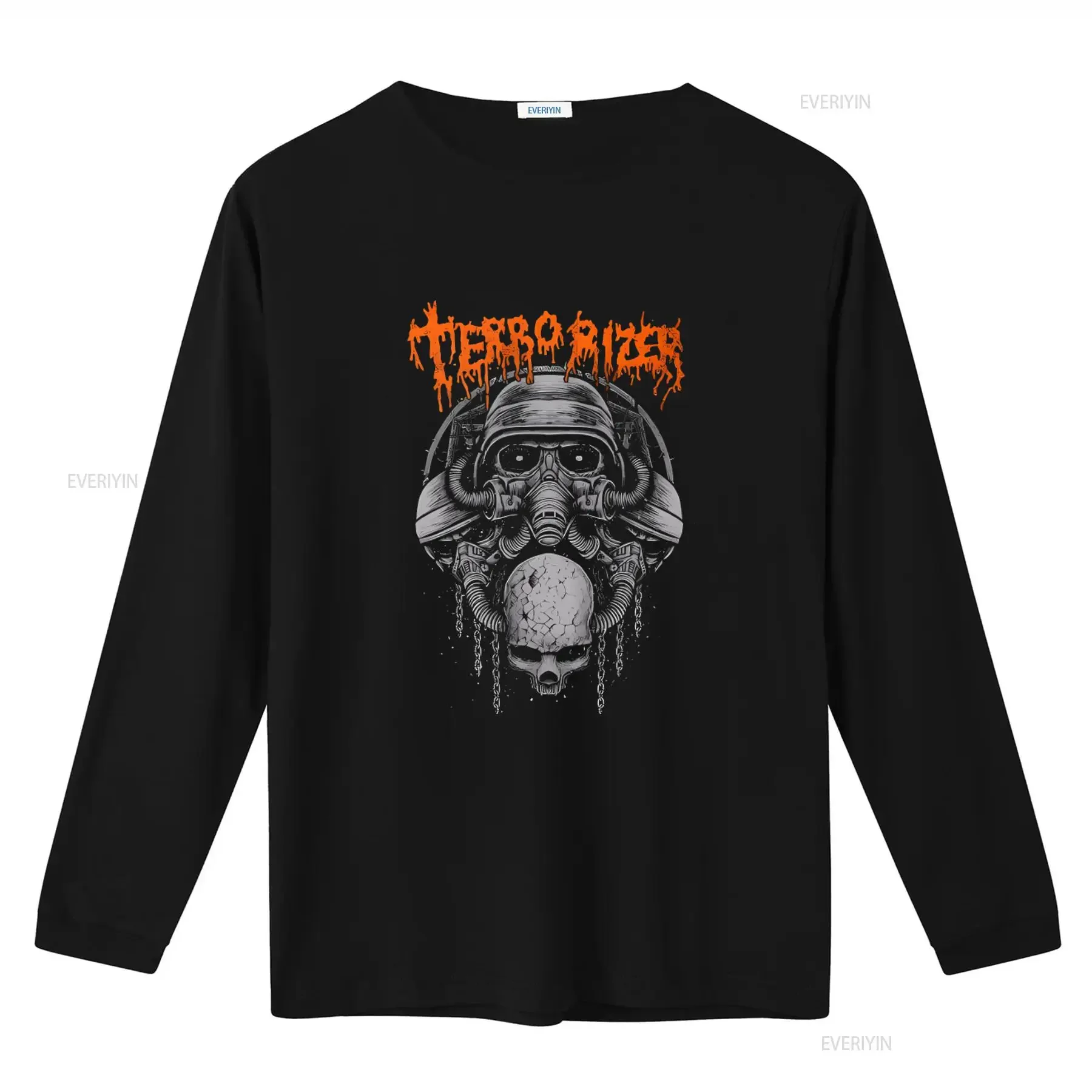Terrorizer Hear God Laugh T Shirt Unique Skull and Gas Mask Design for Men vintage Washed homme designer clothes Breathable