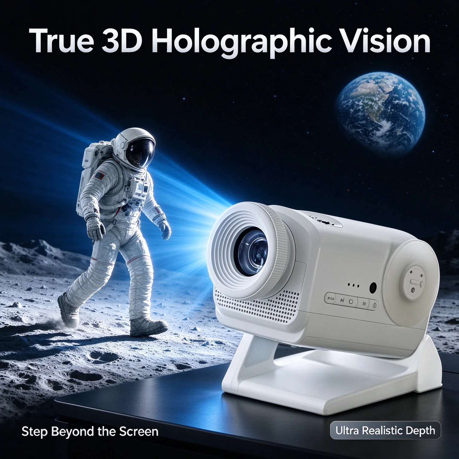 3D Galaxy Projector, 4-in-1 Bluetooth Speaker & Timer, 60 Scenes, Starry Night Light for Bedroom Party Decor, Gifts Kids Adults