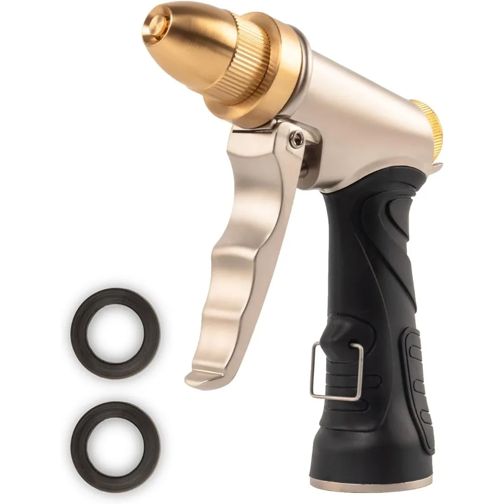 

High pressure garden hose nozzle spray, heavy metal water gun, rotating can obtain different types of spray, watering plants and