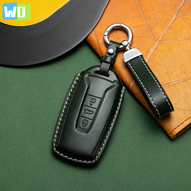 

Car Key Cover For Vw Volkswagen Touareg Keyring Shell Case Genuine Leather Fob Holder