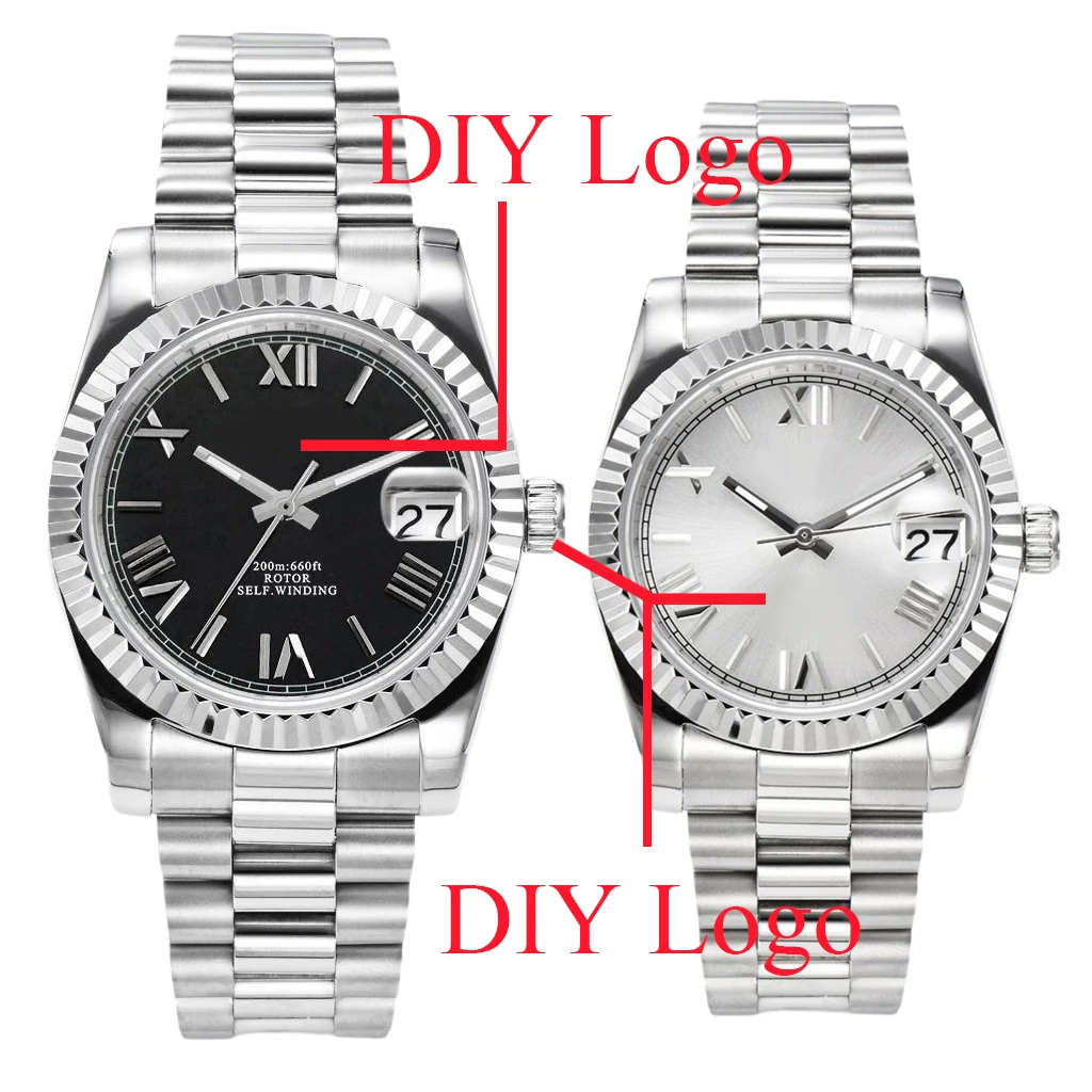 Miuksi Customized NH35 36mm 39mm Mechanical Watch Fit NH35 Movement Automatic Sapphire Waterproof Wristwatch