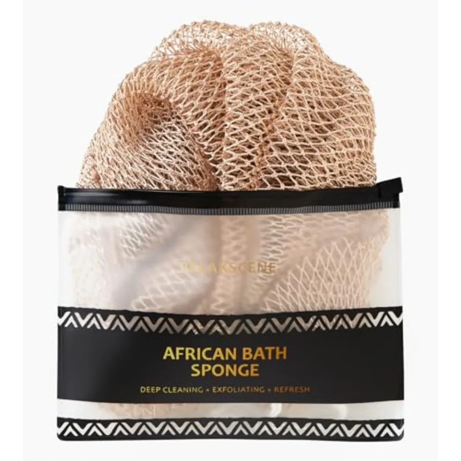 

African Net Sponge Authentic - Exfoliating Back Scrub Bath Sponge with Knots - Afro Scrub Body Scrubber Exfoliator Washcloth -
