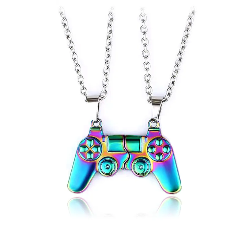 2-teiliges Set Freundschaftspaar Halskette Magnet Hip Hop Game Controller Paar BFF Beste Freunde passende Halsketten für Sie und Ihn