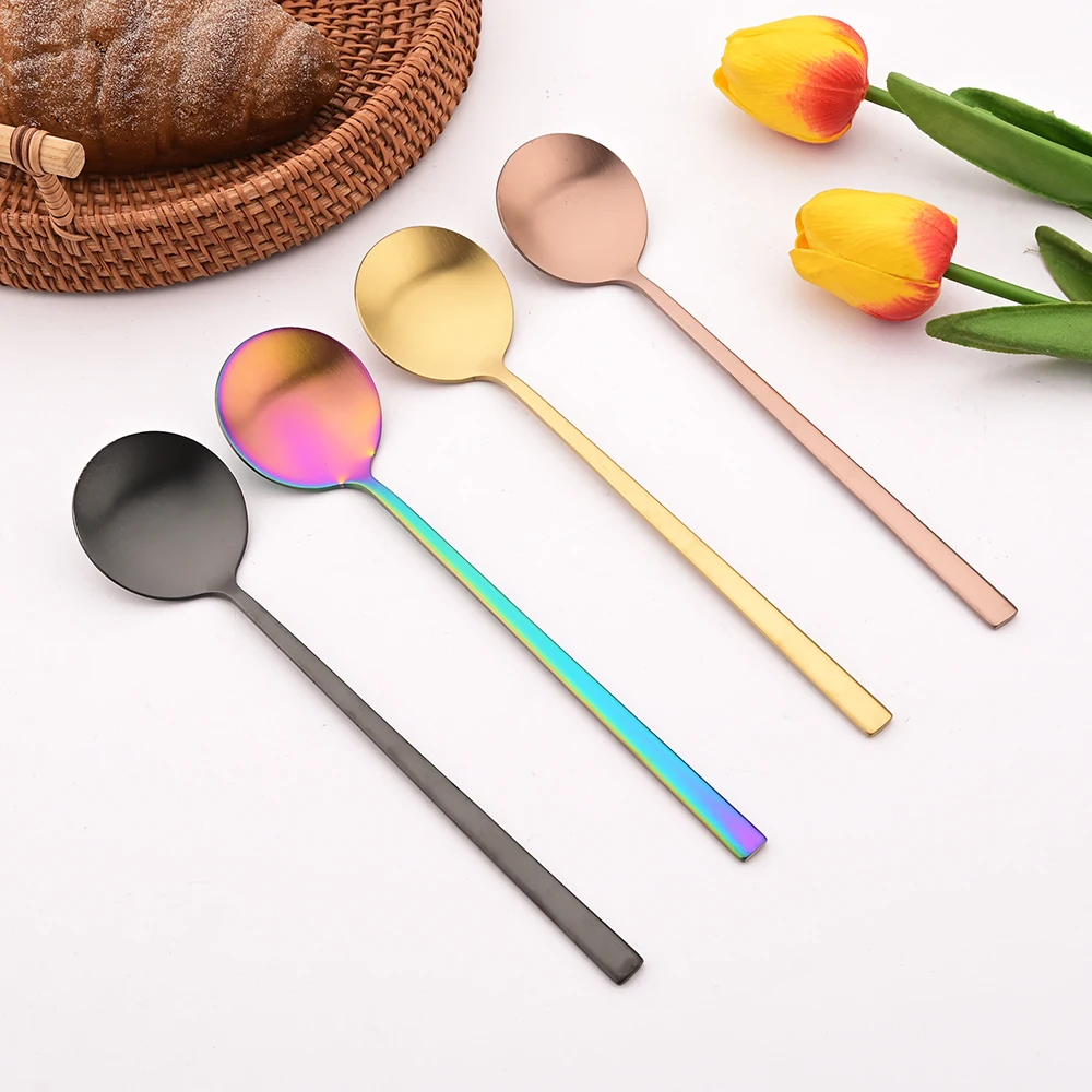 Korean 8Pcs/Set Tableware Set High Quality Stainless Steel Matte Dinner Set Dinnerware Spoon Chopsticks Flatware Cutlery Set view 4