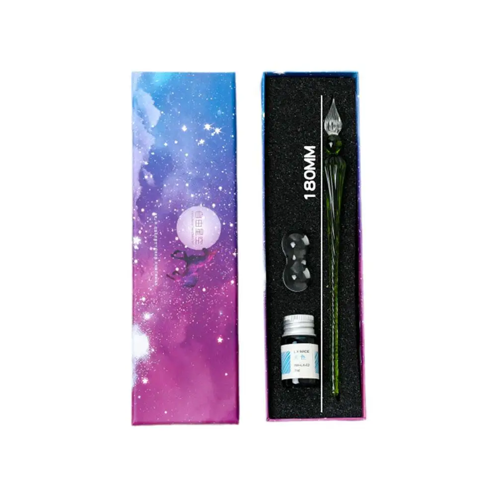 Sternen glas Stift Set 3 Stück Sets Glas Signier Stift Verwendung mit Tinte Stift Stift Glas und Halter Kristall Student di e7d3