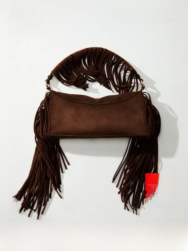 

H&M Summer 2026 Women's Fringed Trim Shoulder Bag Elegant Fashionable Ladies' Bag Stylish Trendy Design