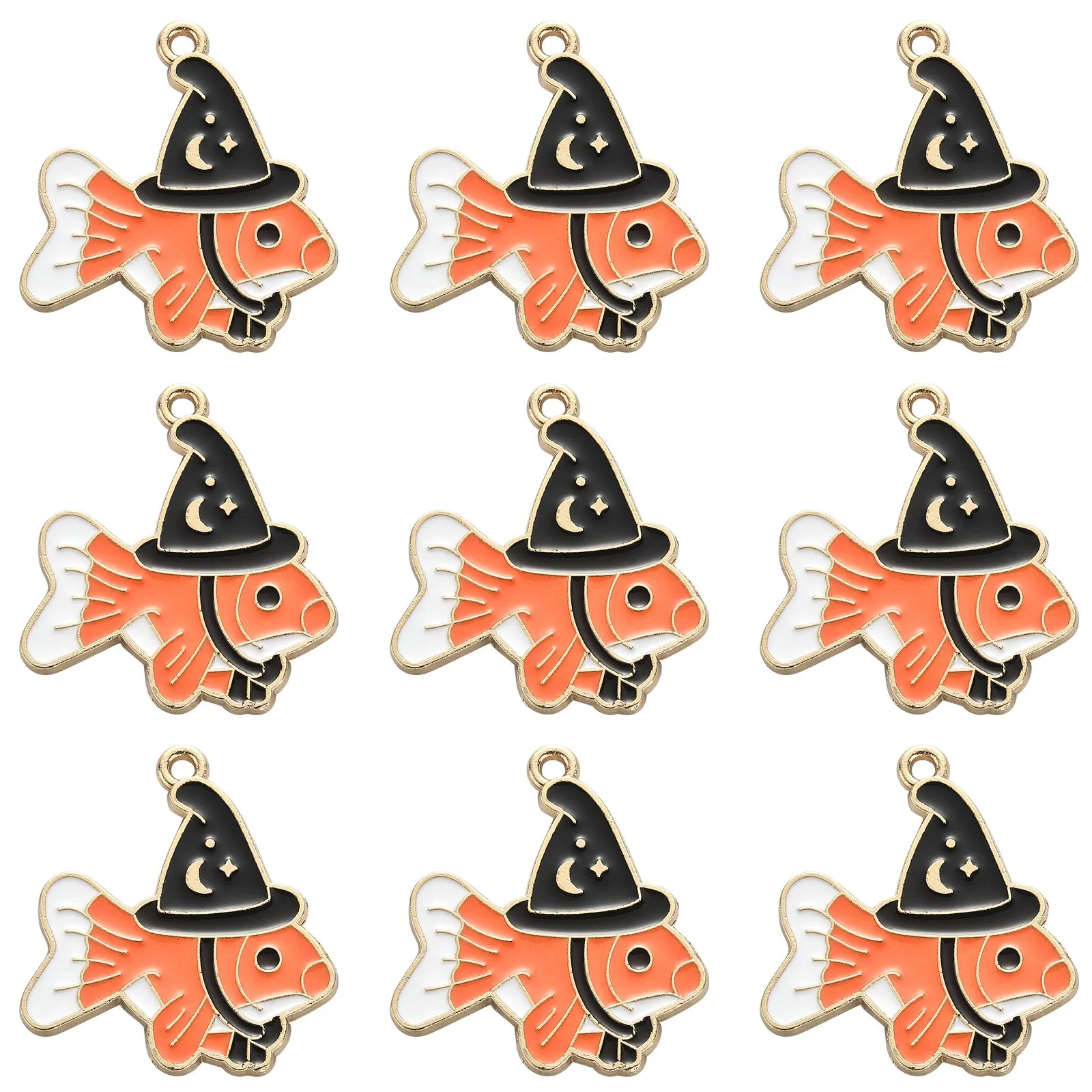 

Pandahall 20Pcs Enamel Fish Charms Black Hat Goldfish Charms Ocean Animal Charms for DIY Necklace Earrings Bracelets Making