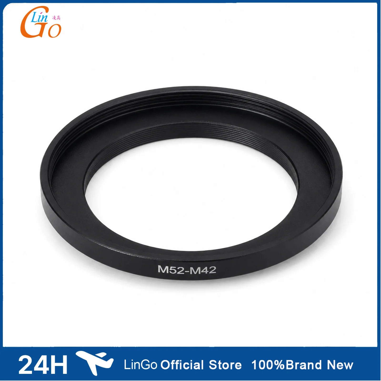 LinGo Metal M52x1mm Male to M42x1mm Female Thread Lens Filter Adapter Ring Aluminum Converter for Camera Lens